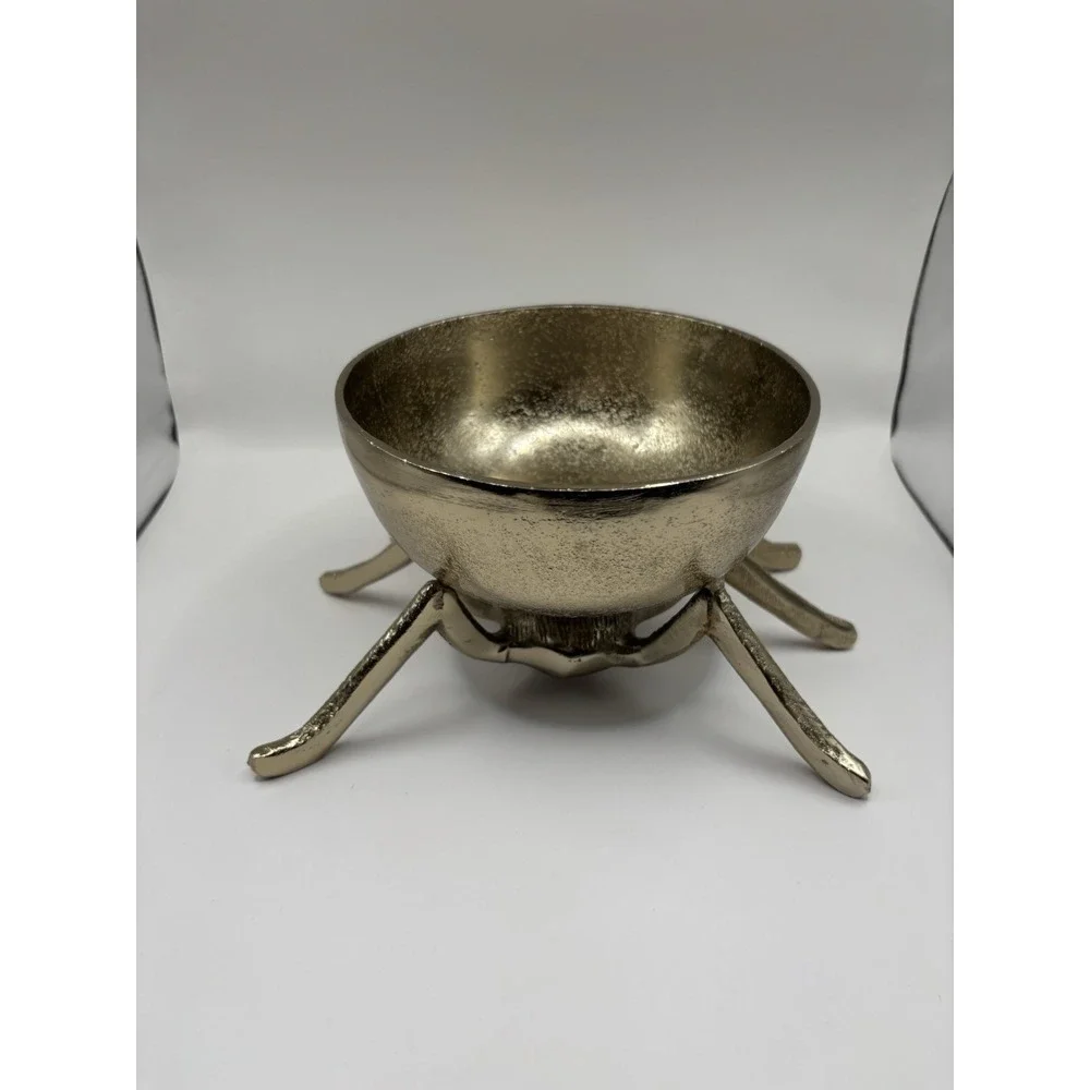 Rachel Zoe Medal Silver & Gold Spider Candy Bowl Halloween Decor Set Of 2